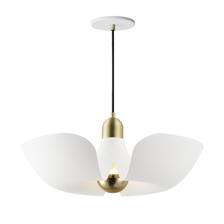 Maxim Lighting 11392WTSBR Poppy 17.75 Inch Semi Flush Mount Light – White/Satin Brass