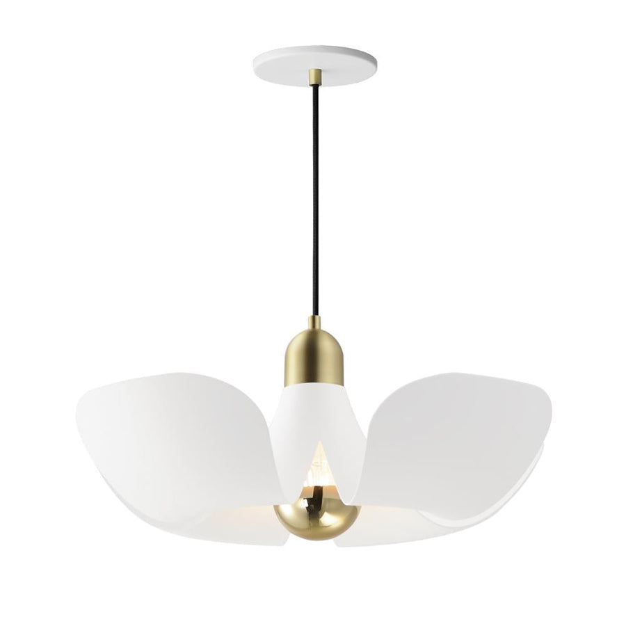 Maxim Lighting 11394WTSBR Poppy 17.75 Inch Semi Flush Mount Light – White/Satin Brass