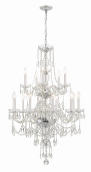 Crystorama Traditional Crystal 1155-CH-CL-MWP – 32 Inch – 15 Light – Chandelier – Clear Crystal – Polished Chrome – Damp Rated