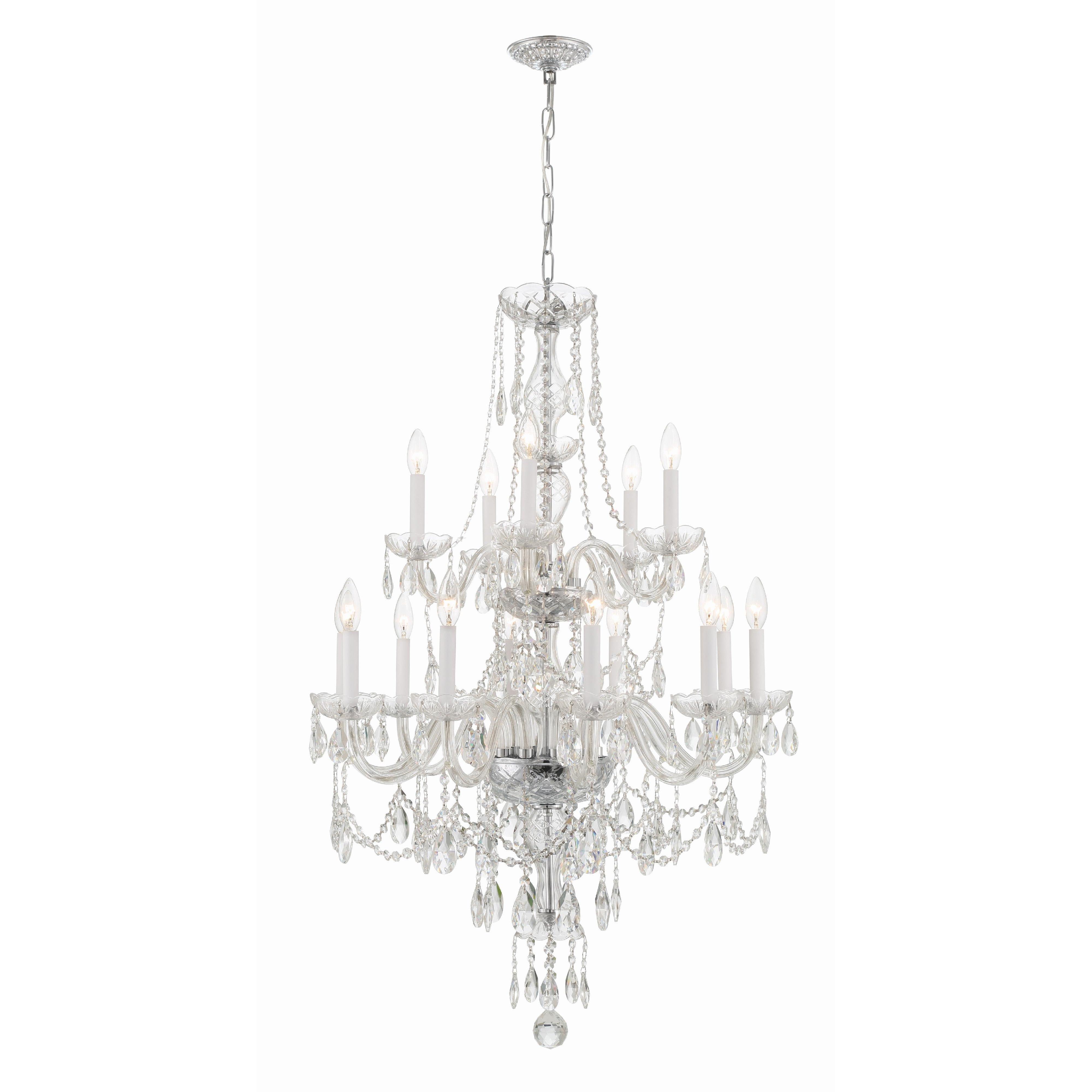 Crystorama Traditional Crystal 1155-CH-CL-MWP – 32 Inch – 15 Light – Chandelier – Clear Crystal – Polished Chrome – Damp Rated
