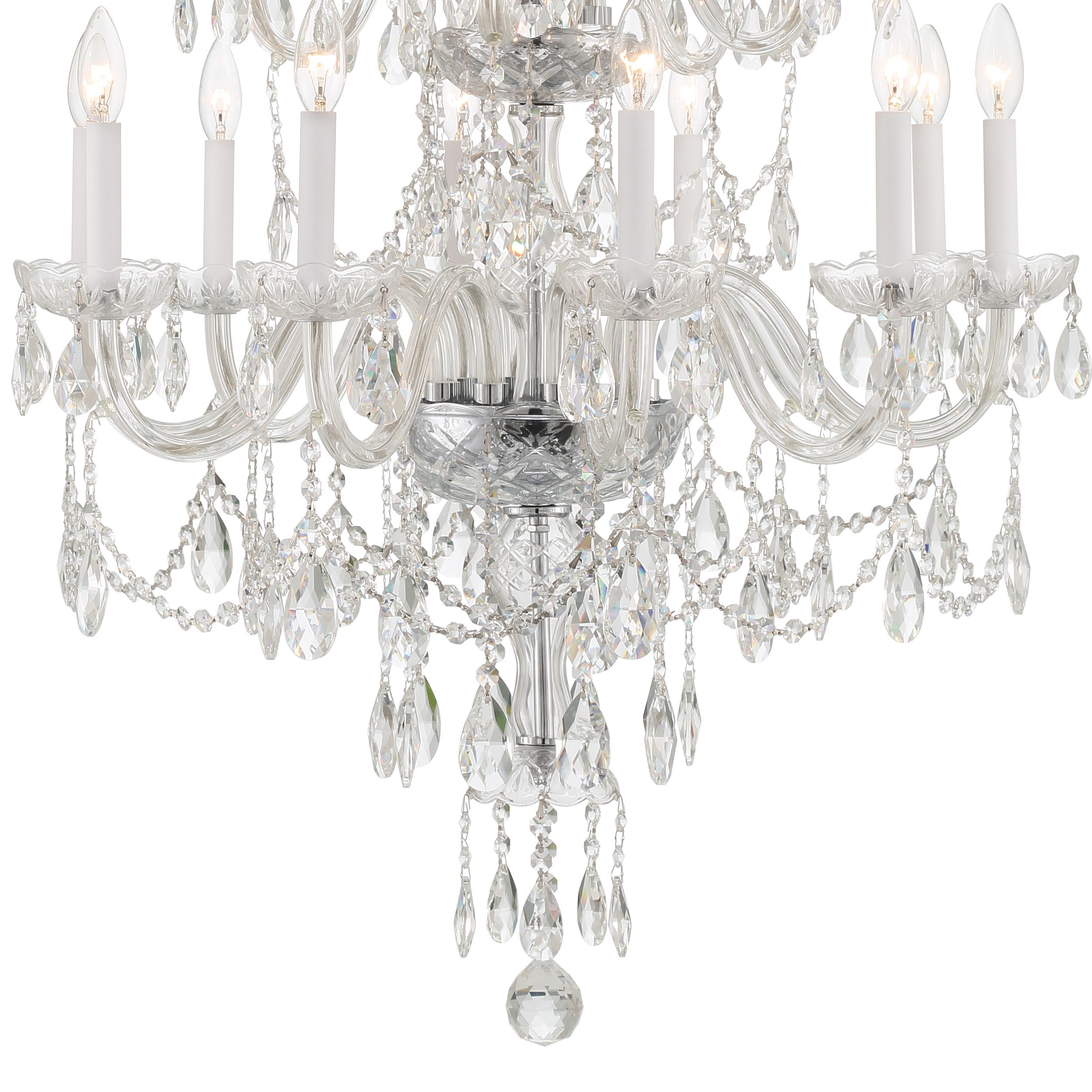 Crystorama Traditional Crystal 1155-CH-CL-MWP – 32 Inch – 15 Light – Chandelier – Clear Crystal – Polished Chrome – Damp Rated