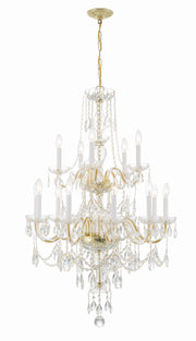 Crystorama Traditional Crystal 1155-PB-CL-MWP – 32 Inch – 15 Light – Chandelier – Clear Crystal – Polished Brass – Damp Rated