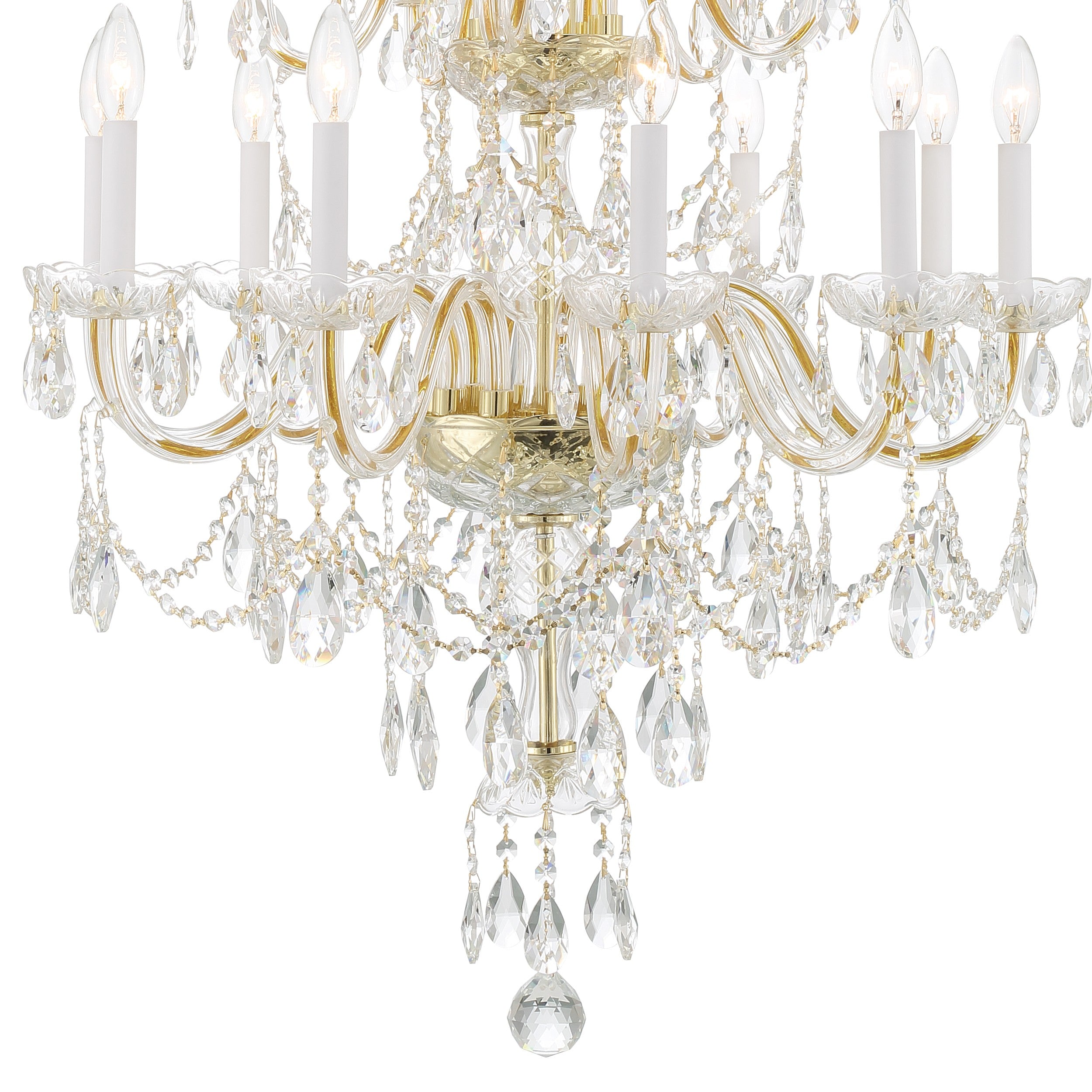 Crystorama Traditional Crystal 1155-PB-CL-MWP – 32 Inch – 15 Light – Chandelier – Clear Crystal – Polished Brass – Damp Rated