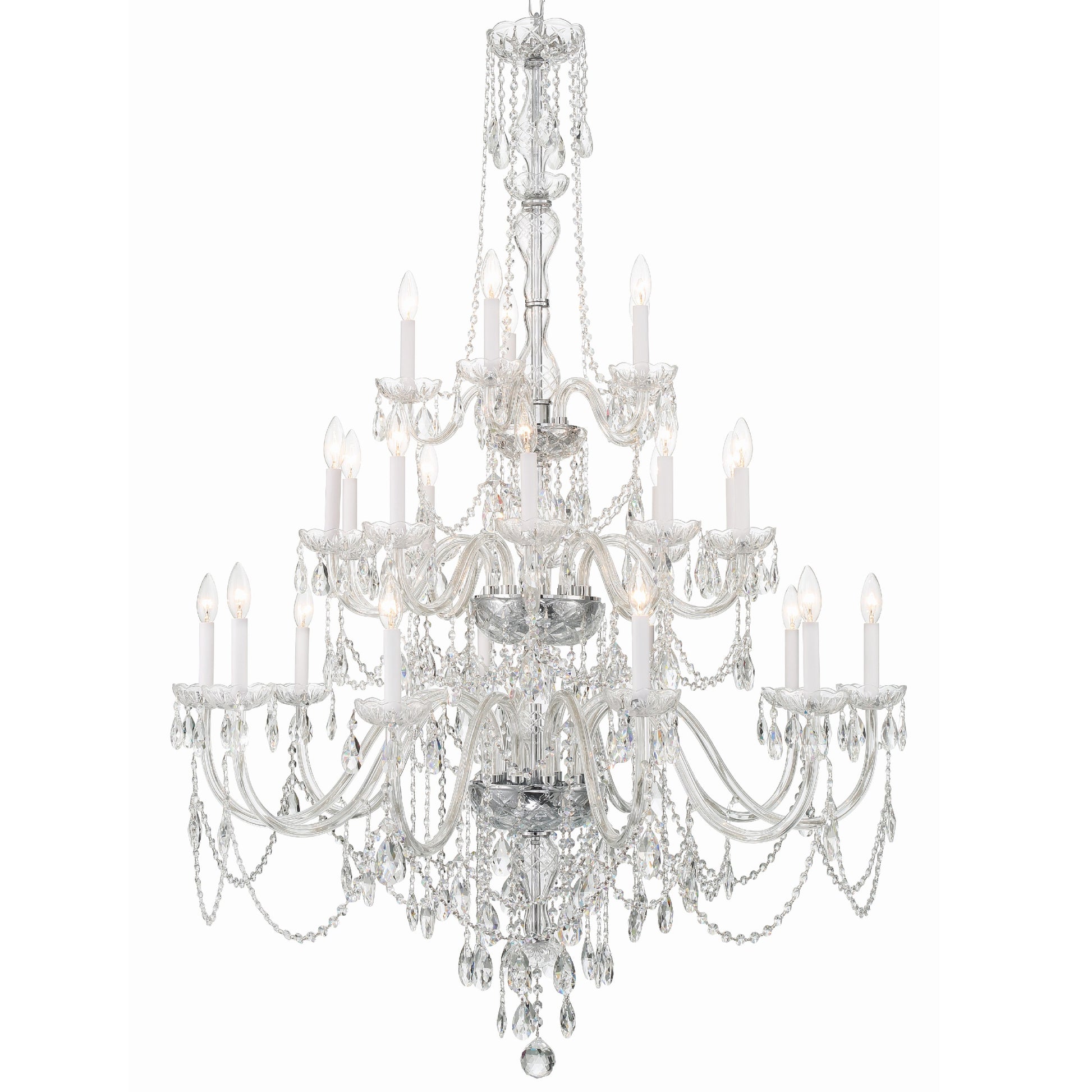 Crystorama Traditional Crystal 1156-CH-CL-MWP – 45 Inch – 25 Light – Chandelier – Clear Crystal – Polished Chrome – Damp Rated
