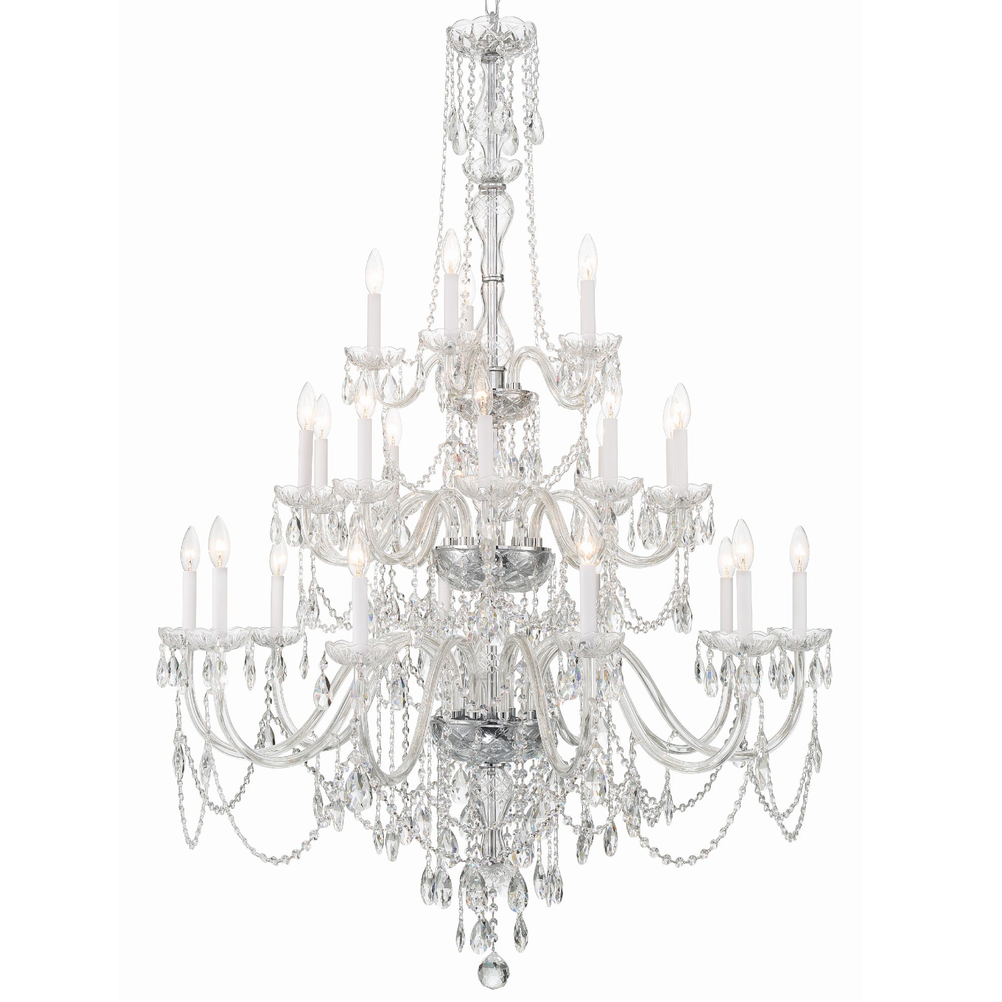Crystorama Traditional Crystal 1156-CH-CL-MWP – 45 Inch – 25 Light – Chandelier – Clear Crystal – Polished Chrome – Damp Rated