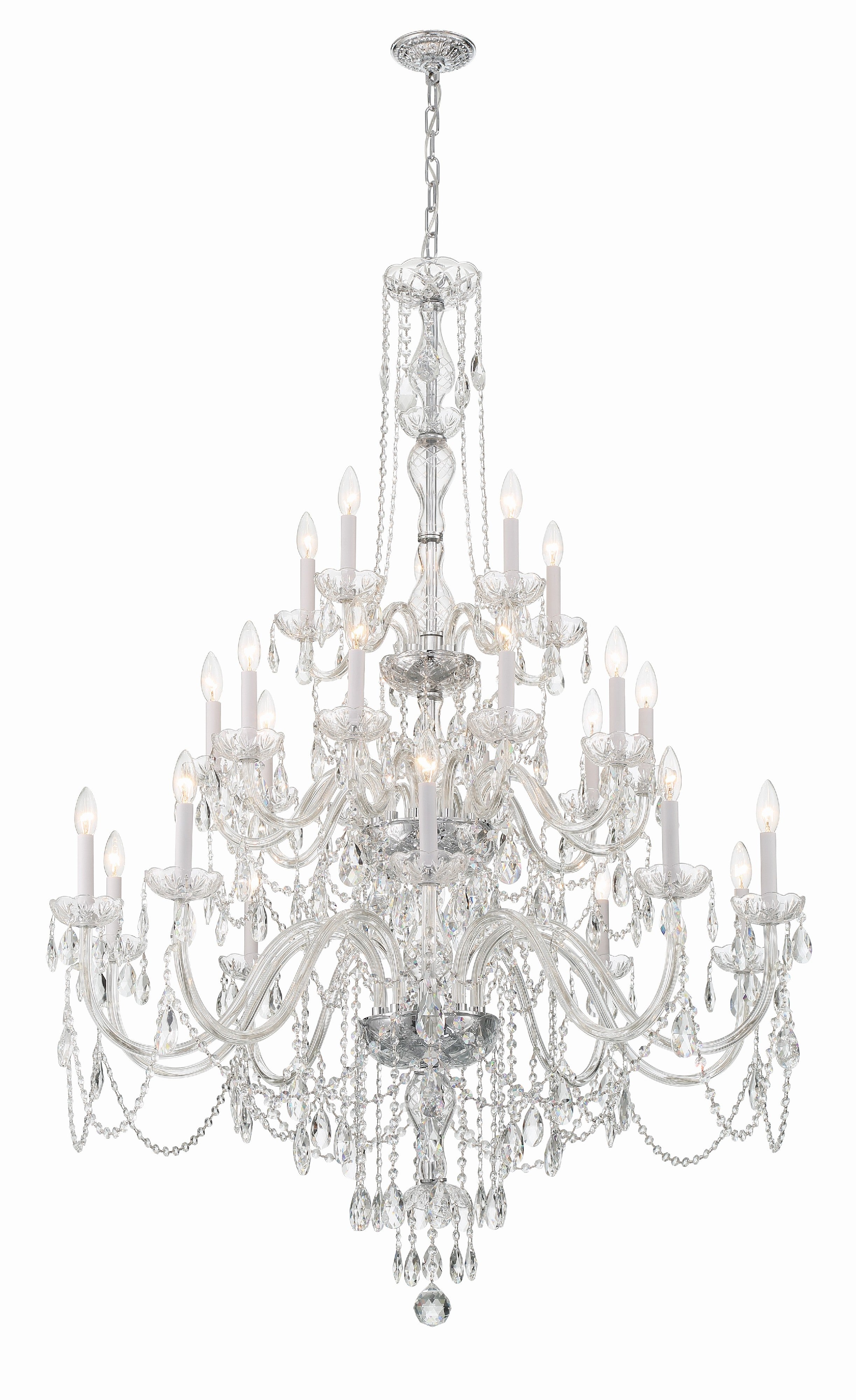 Crystorama Traditional Crystal 1156-CH-CL-MWP – 45 Inch – 25 Light – Chandelier – Clear Crystal – Polished Chrome – Damp Rated