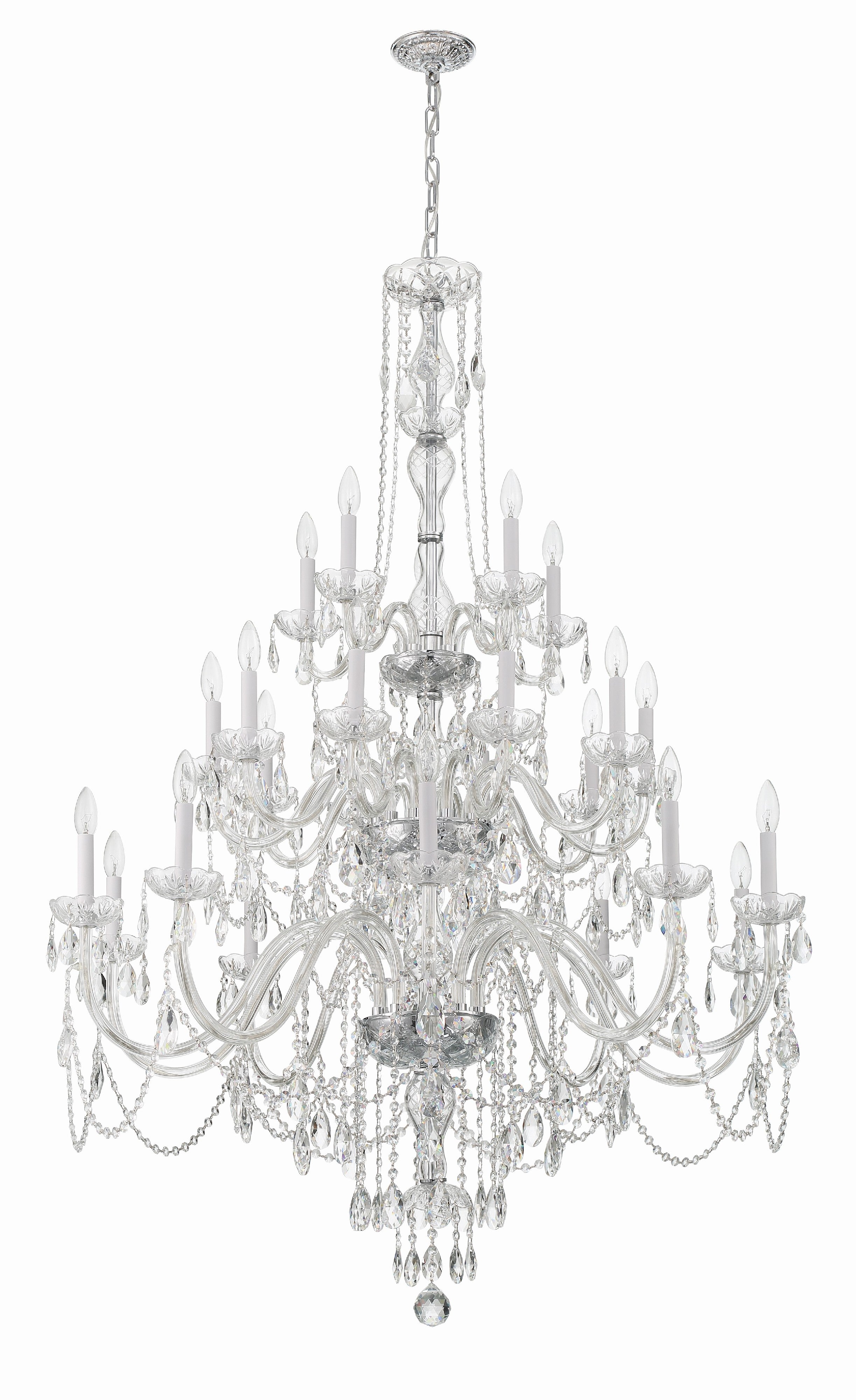 Crystorama Traditional Crystal 1156-CH-CL-MWP – 45 Inch – 25 Light – Chandelier – Clear Crystal – Polished Chrome – Damp Rated