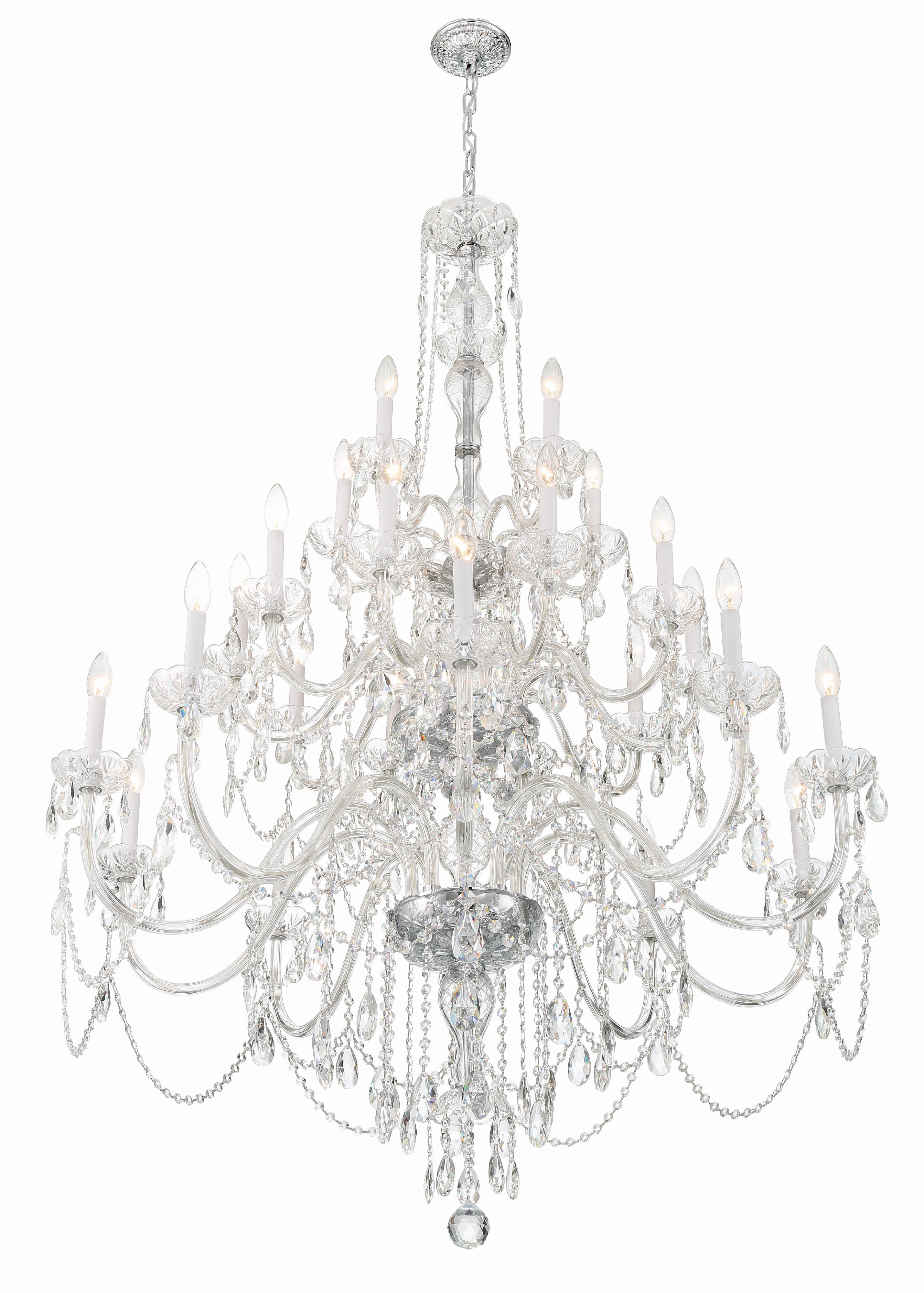 Crystorama Traditional Crystal 1156-CH-CL-MWP – 45 Inch – 25 Light – Chandelier – Clear Crystal – Polished Chrome – Damp Rated