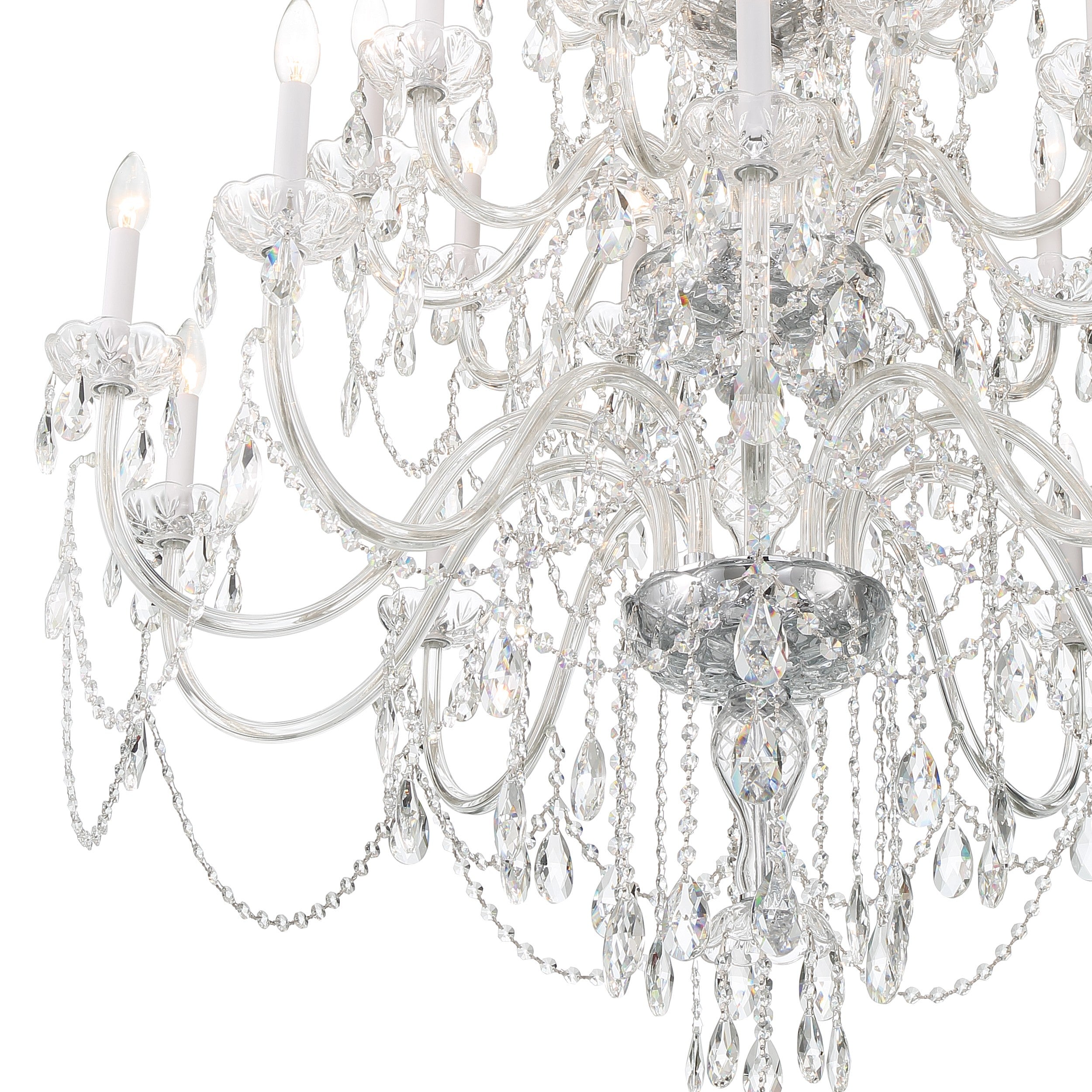 Crystorama Traditional Crystal 1156-CH-CL-MWP – 45 Inch – 25 Light – Chandelier – Clear Crystal – Polished Chrome – Damp Rated