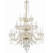 Crystorama Traditional Crystal 1156-PB-CL-MWP – 45 Inch – 25 Light – Chandelier – Clear Crystal – Polished Brass – Damp Rated