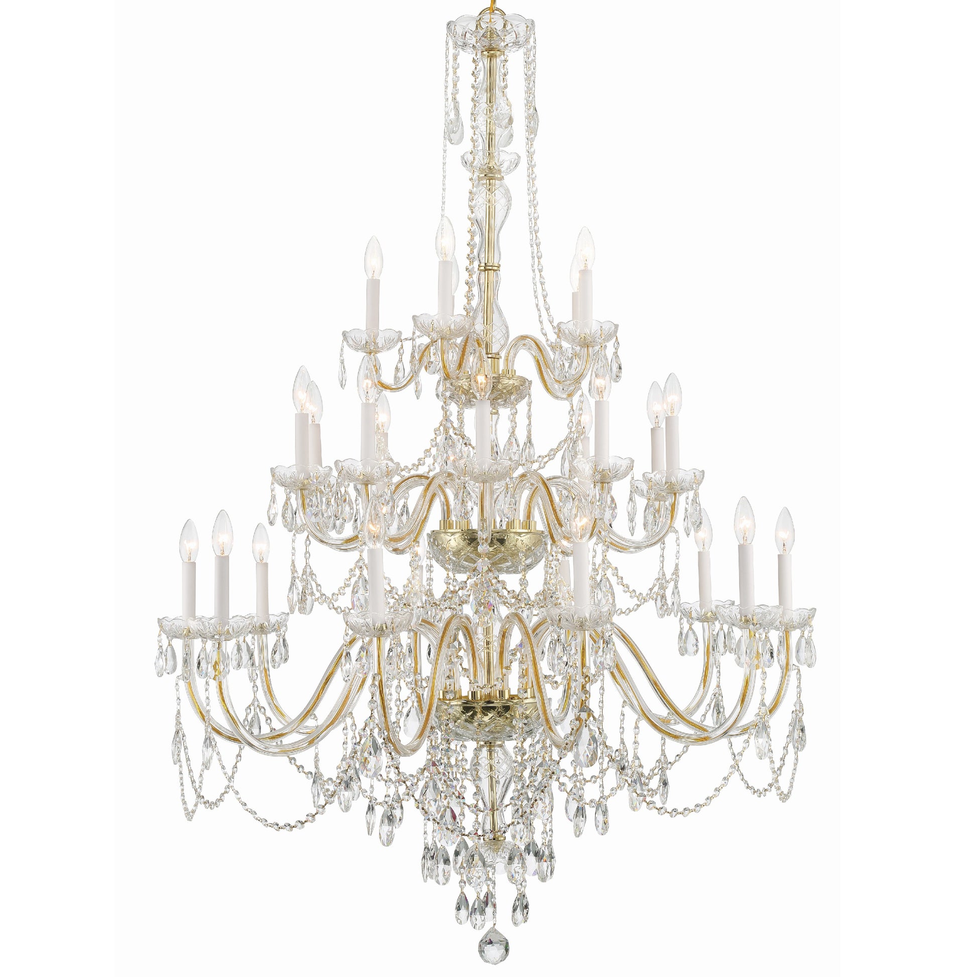 Crystorama Traditional Crystal 1156-PB-CL-MWP – 45 Inch – 25 Light – Chandelier – Clear Crystal – Polished Brass – Damp Rated