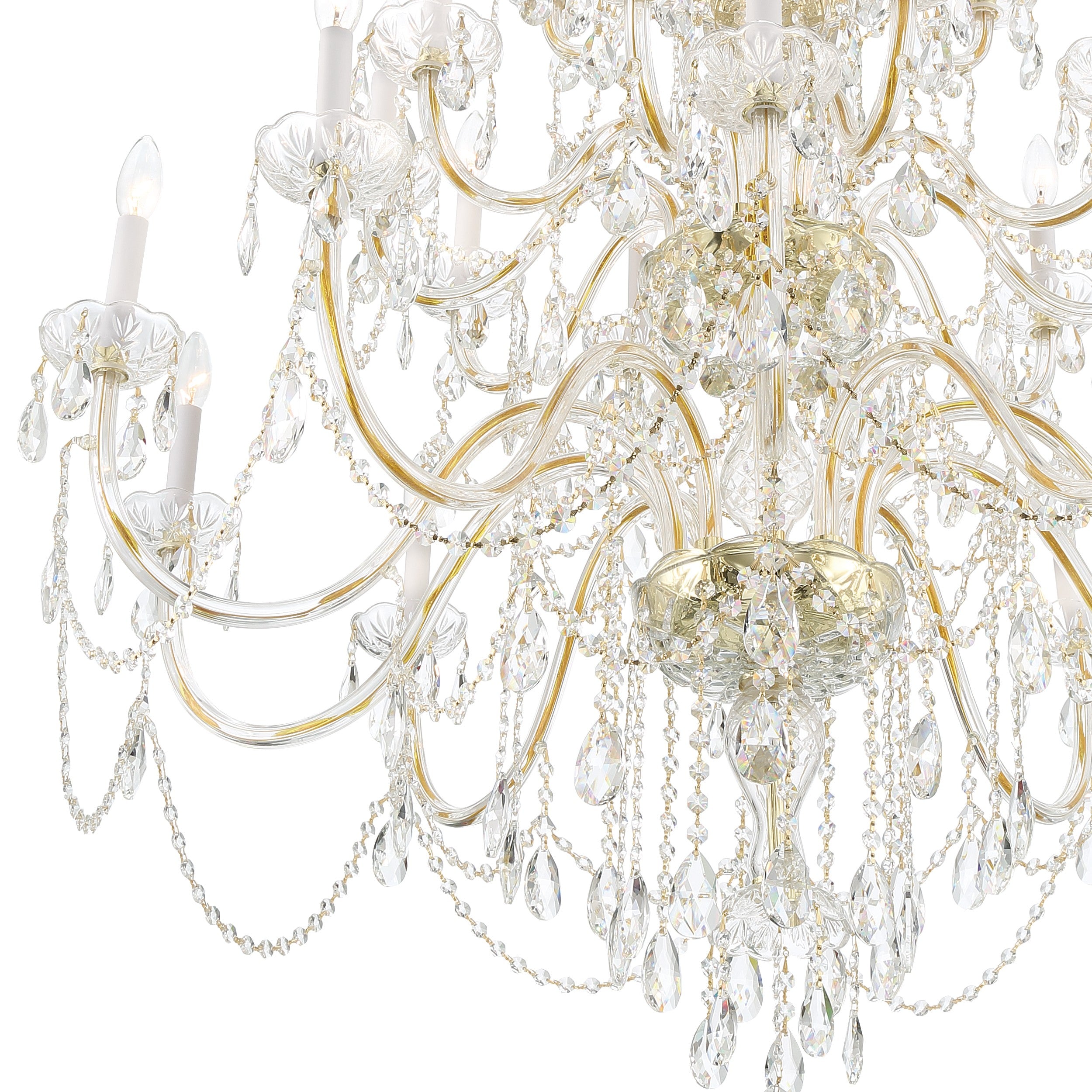 Crystorama Traditional Crystal 1156-PB-CL-MWP – 45 Inch – 25 Light – Chandelier – Clear Crystal – Polished Brass – Damp Rated