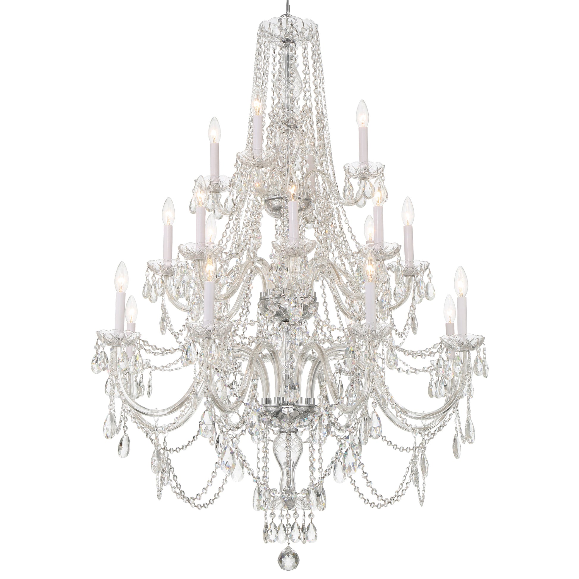 Crystorama Traditional Crystal 1157-CH-CL-MWP – 38 Inch – 20 Light – Chandelier – Clear Crystal – Polished Chrome – Damp Rated