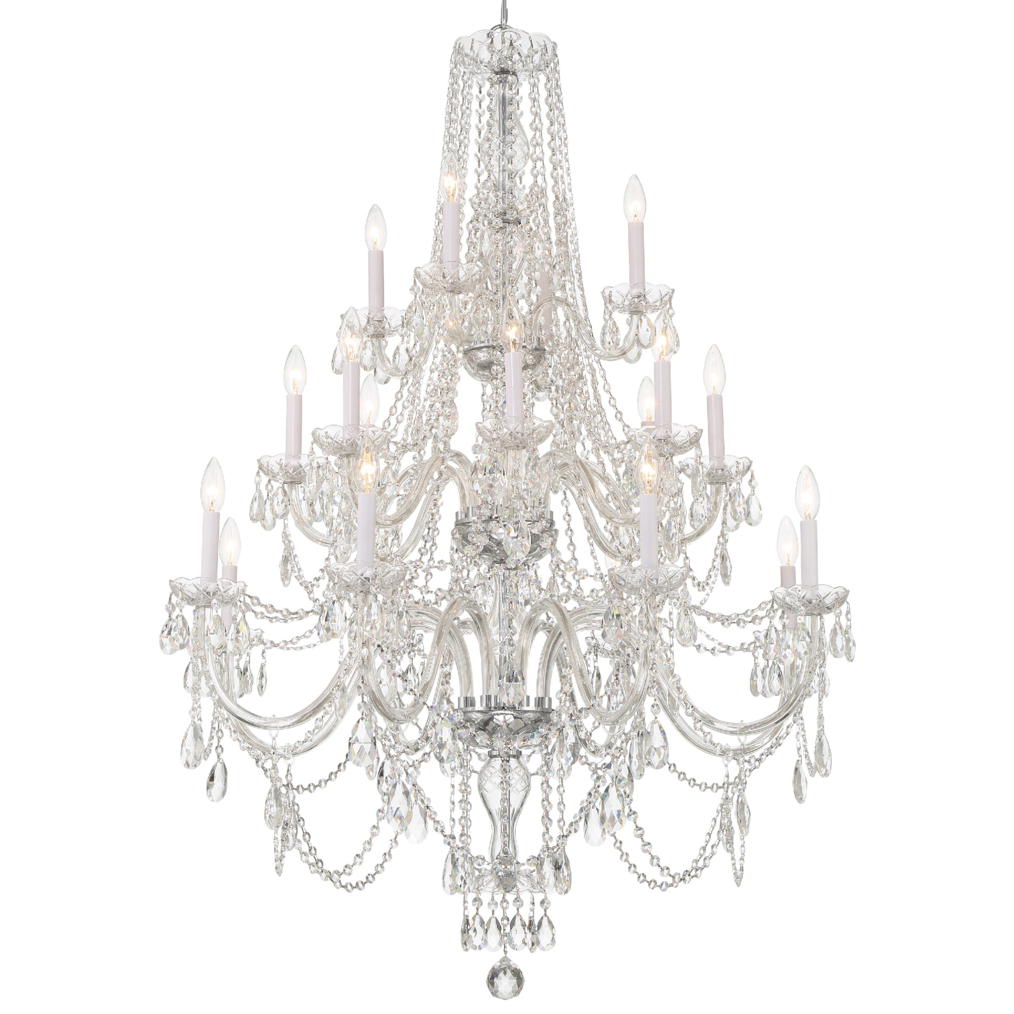Crystorama Traditional Crystal 1157-CH-CL-MWP – 38 Inch – 20 Light – Chandelier – Clear Crystal – Polished Chrome – Damp Rated