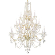 Crystorama Traditional Crystal 1157-PB-CL-MWP – 38 Inch – 20 Light – Chandelier – Clear Crystal – Polished Brass – Damp Rated