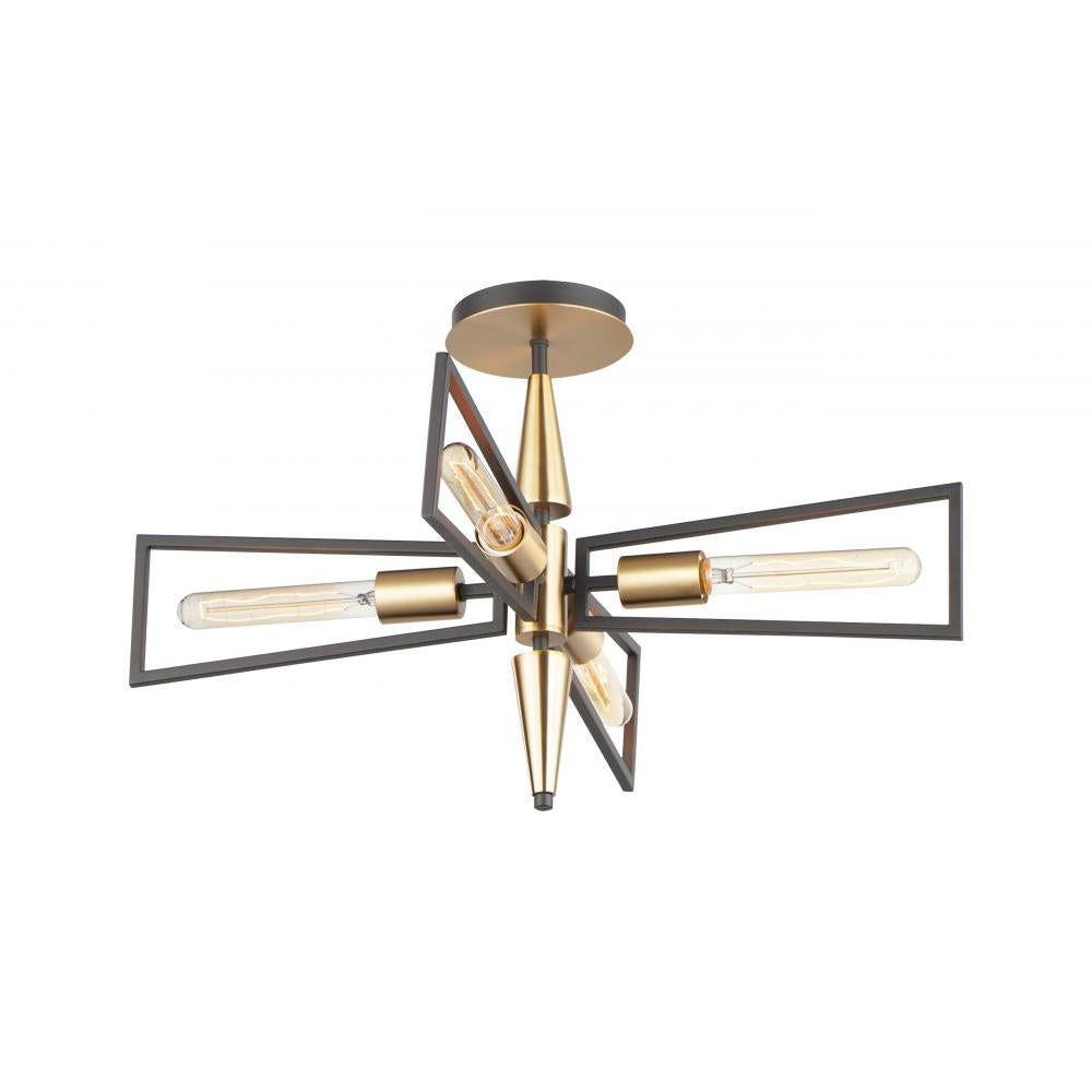 Wings 25 Inch Flush Mount Light – Black / Satin Brass