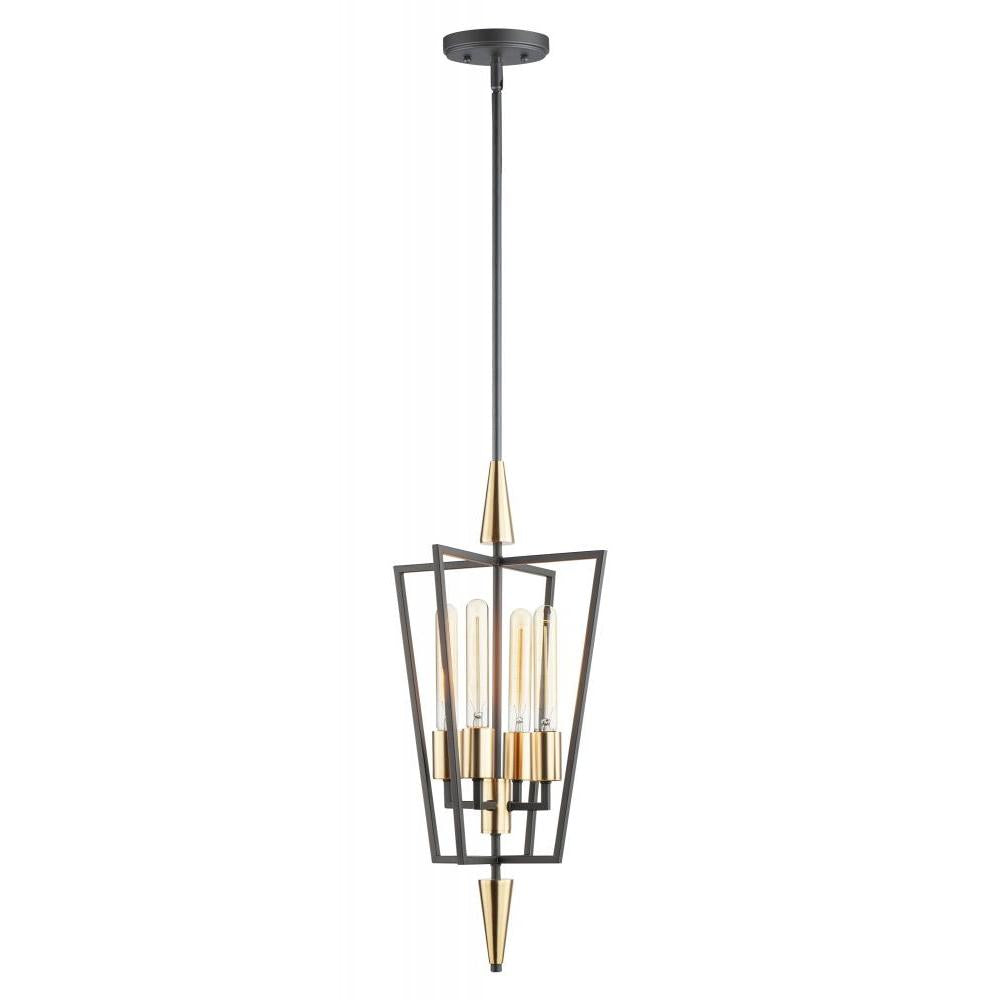 Wings 12 Inch 4 Light Pendant – Black / Satin Brass