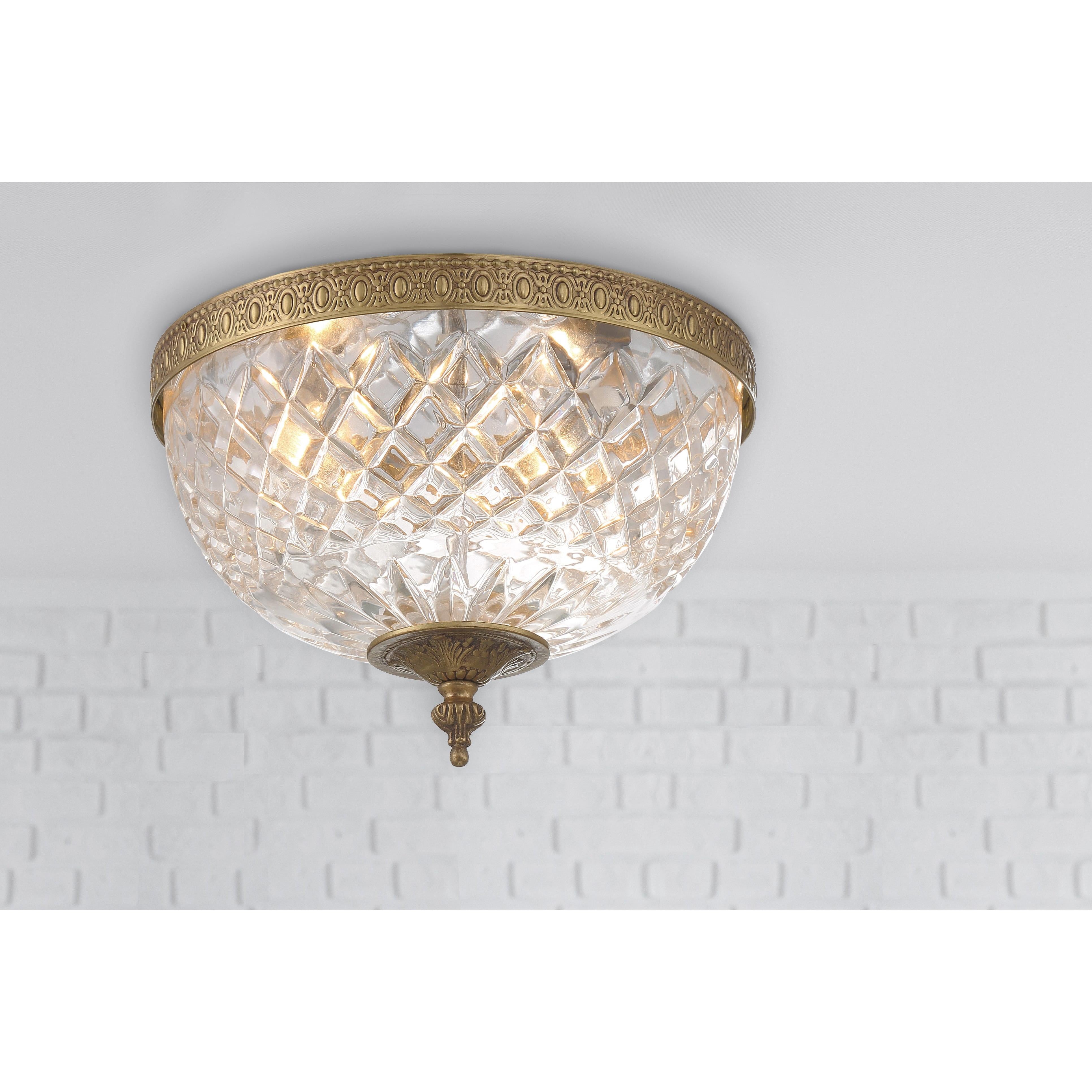 Crystorama Radley 117-10-OB – 10 Inch – 2 Light – Semi Flush Mount Light – Olde Brass – Damp Rated