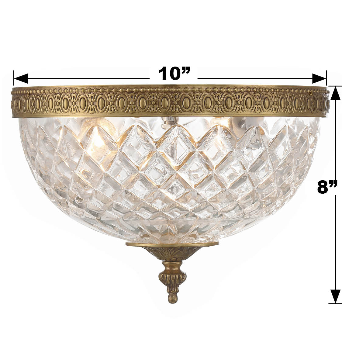 Crystorama Radley 117-10-OB – 10 Inch – 2 Light – Semi Flush Mount Light – Olde Brass – Damp Rated