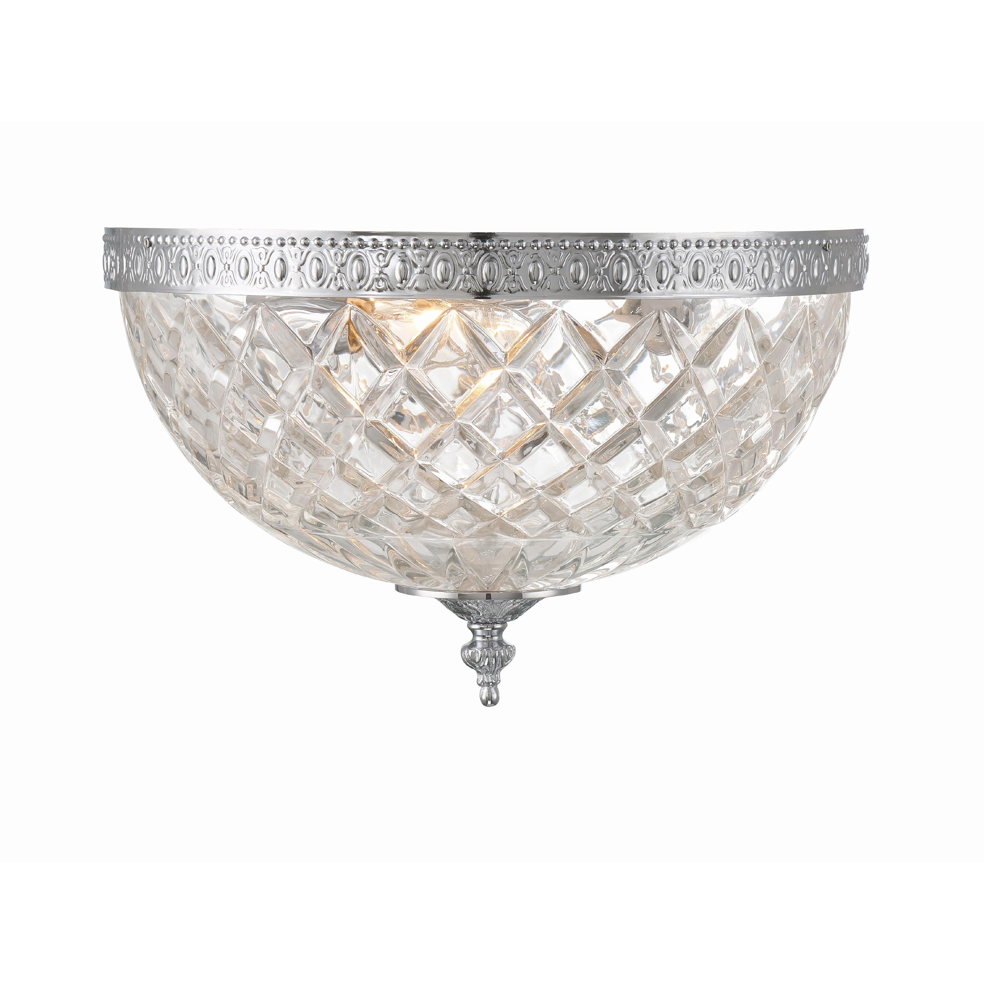 Crystorama Radley 117-12-CH – 12 Inch – 3 Light – Semi Flush Mount Light – Polished Chrome – Damp Rated