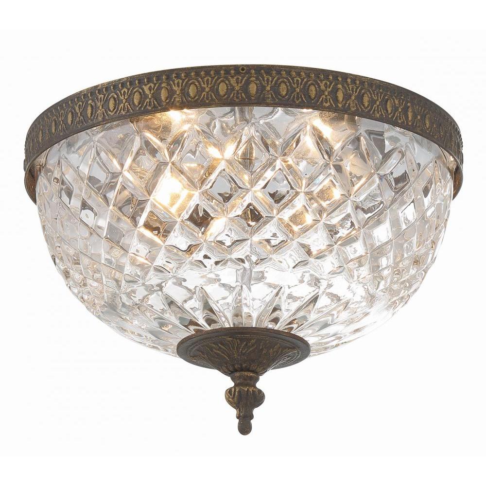 Crystorama 3 Light English Bronze Crystal Flush Mount