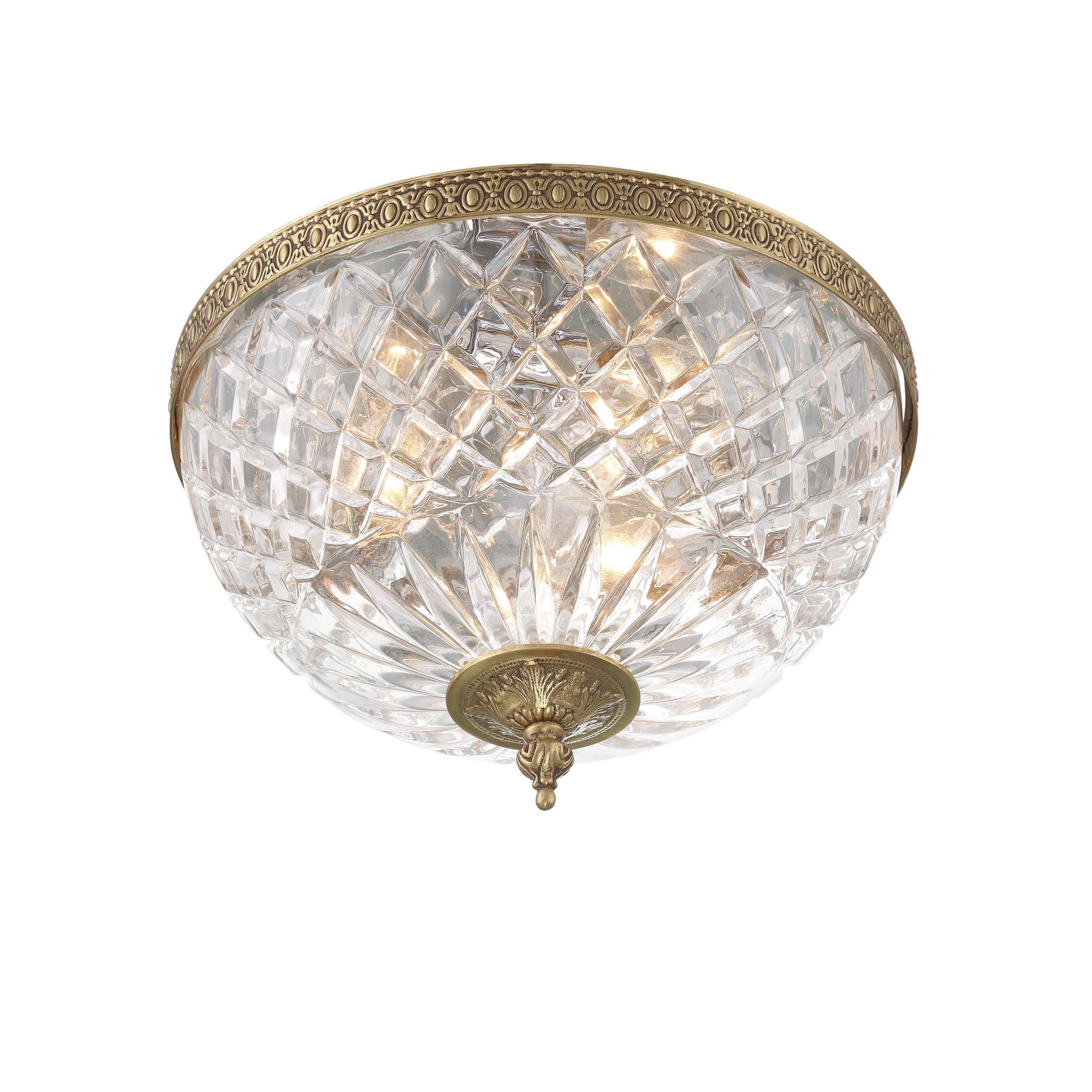 Crystorama Radley 117-12-OB – 12 Inch – 3 Light – Semi Flush Mount Light – Olde Brass – Damp Rated