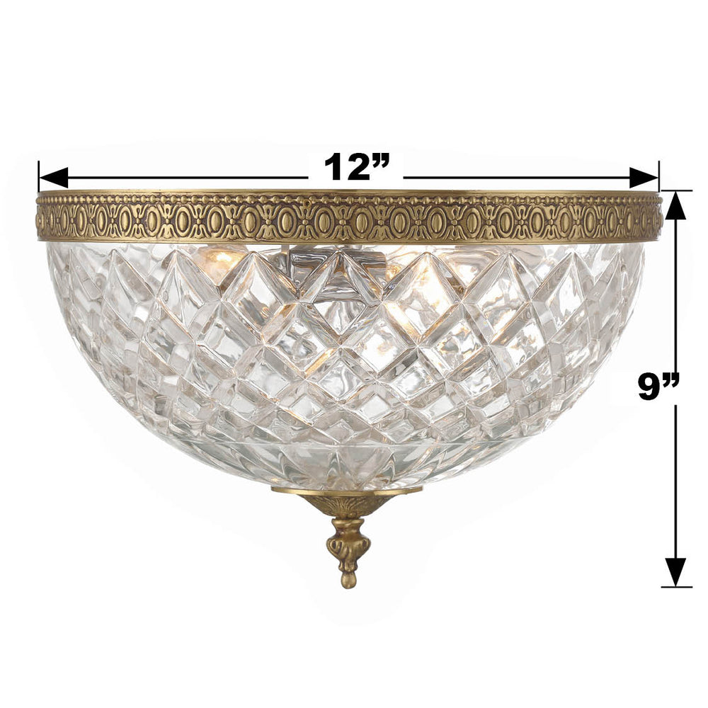 Crystorama Lighting 117-12-OB Flush Mount Fixture, UL Damp Rated, Olde Brass