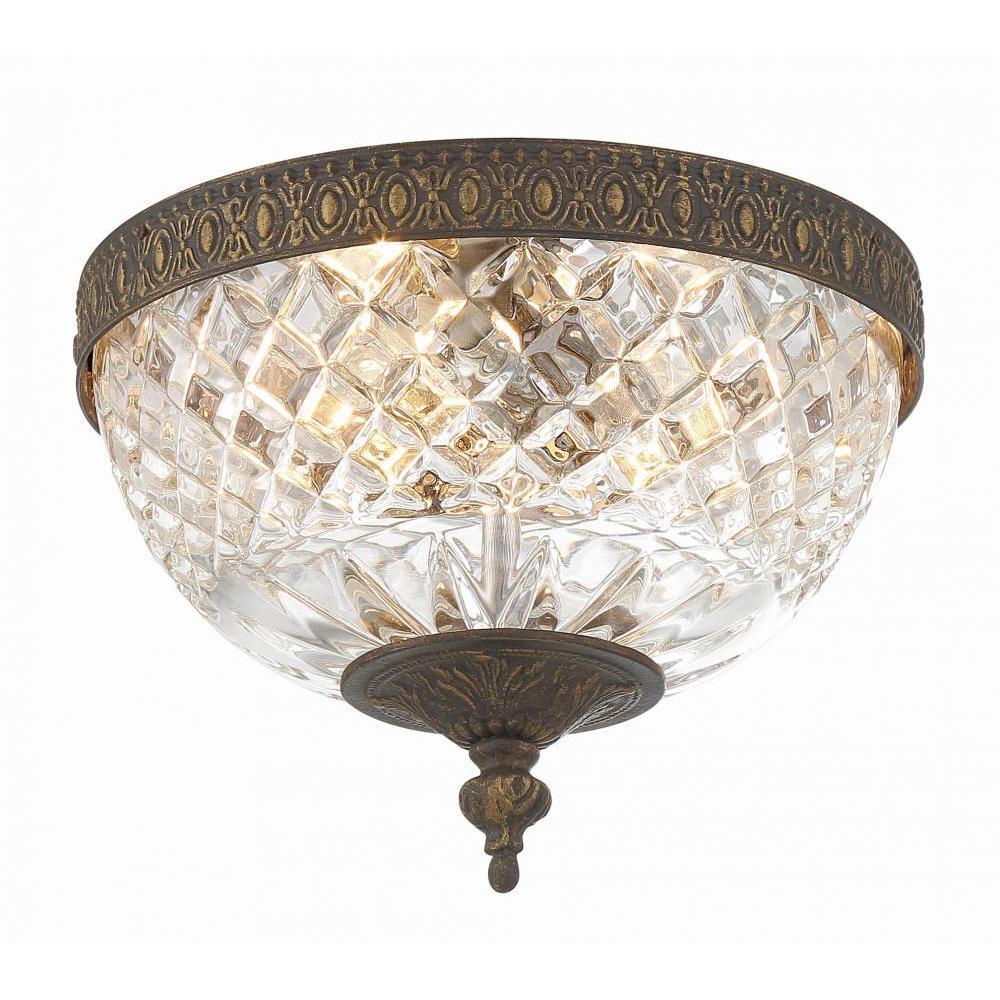 Crystorama 2 Light English Bronze Crystal Flush Mount