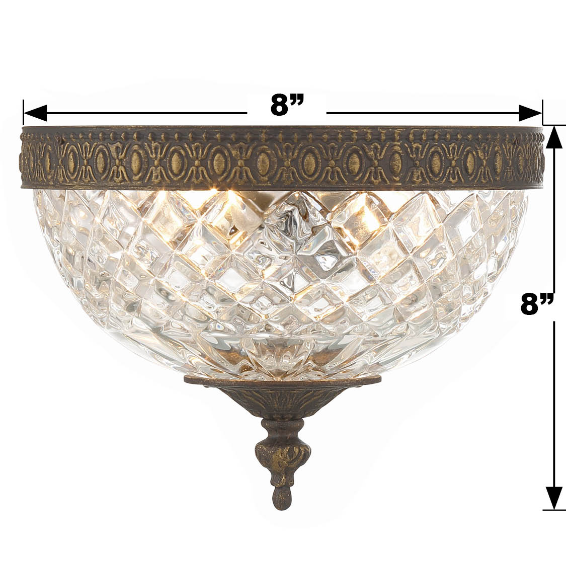 Crystorama Radley 117-8-EB – 8 Inch – 2 Light – Semi Flush Mount Light – English Bronze – Damp Rated