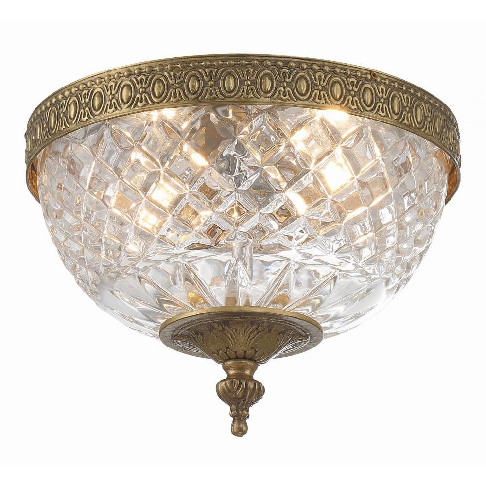 Crystorama 2 Light Olde Brass Crystal Flush Mount