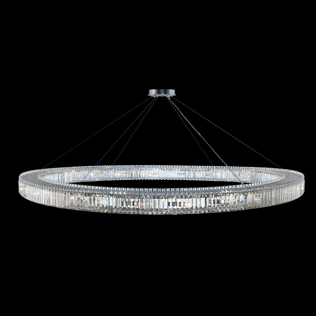 Rondelle 84 inch Luxury Crystal Ring Pendant – Polished Chrome