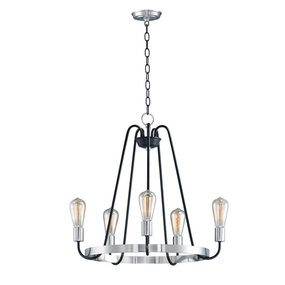 Haven 23.75 Inch Semi Flush Mount Light – Black / Satin Nickel