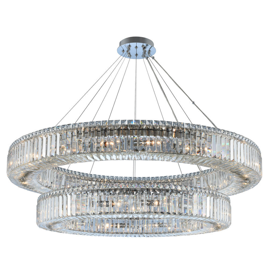 Quantum Rondelle Luxury Crystal 3 Tier Pendant – Polished Chrome