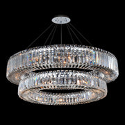 Rondelle 36 inch 2 Tier Luxury Crystal Pendant – Polished Chrome