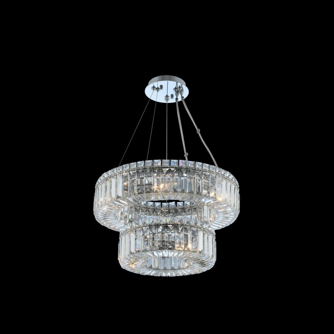 Quantum Rondelle 9 Light 2 Tier Pendant – Polished Chrome by Allegri Crystal