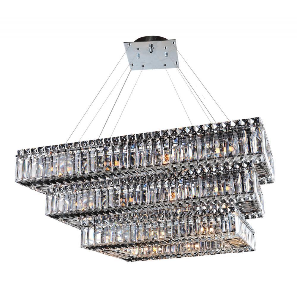 Quantum Rondelle Luxury Crystal 2 Tier Pendant – Polished Chrome