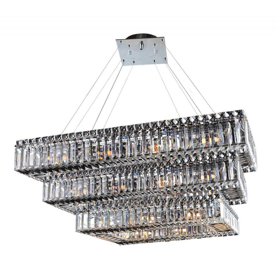 Quantum Rondelle Luxury Crystal 2 Tier Pendant – Polished Chrome