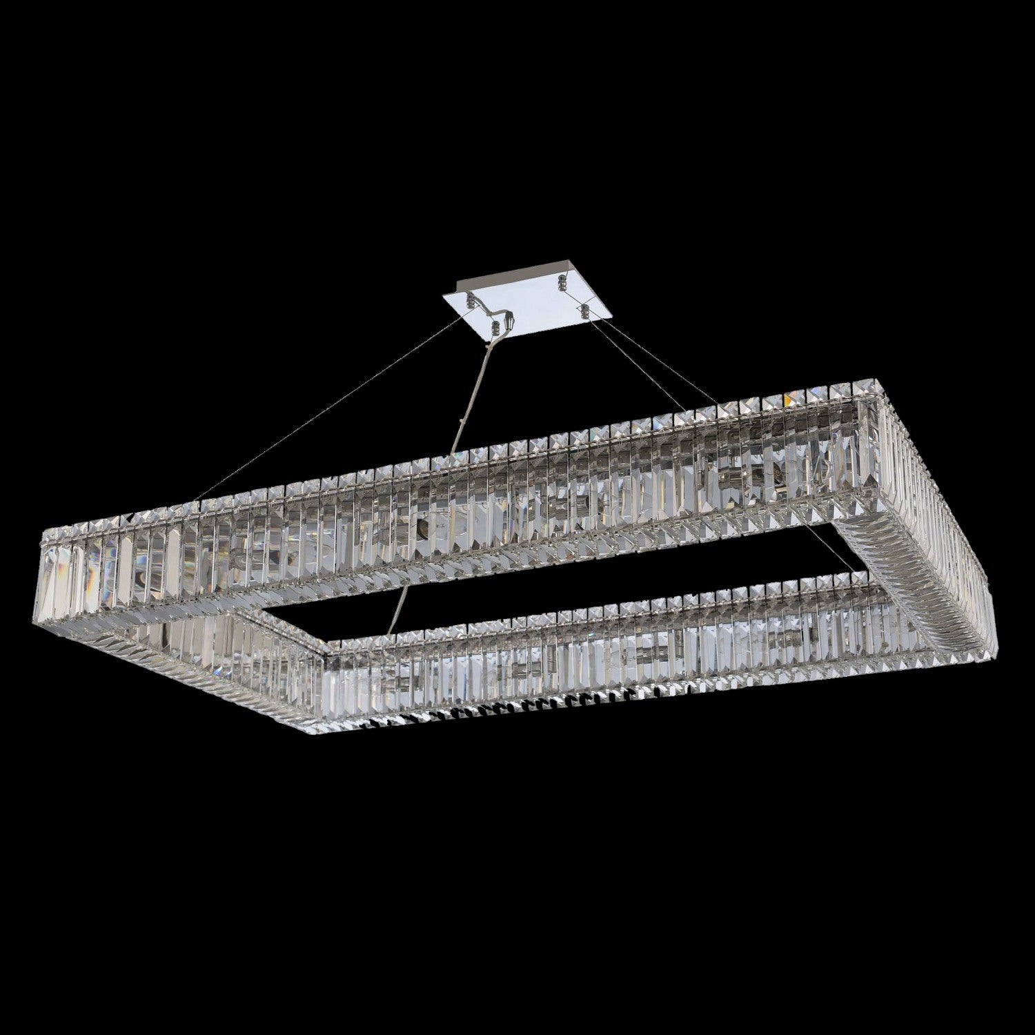 Baguette 43" Rectangular Pendant – Polished Chrome by Allegri Crystal