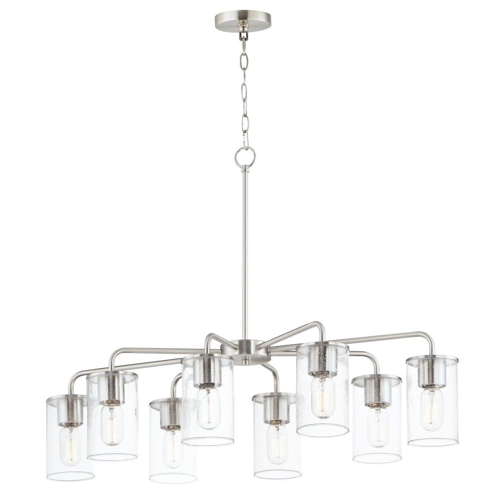 Sleek 34 Inch Chandelier – Satin Nickel