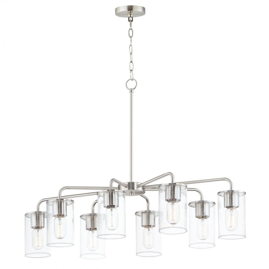 Sleek 34 Inch Chandelier – Satin Nickel