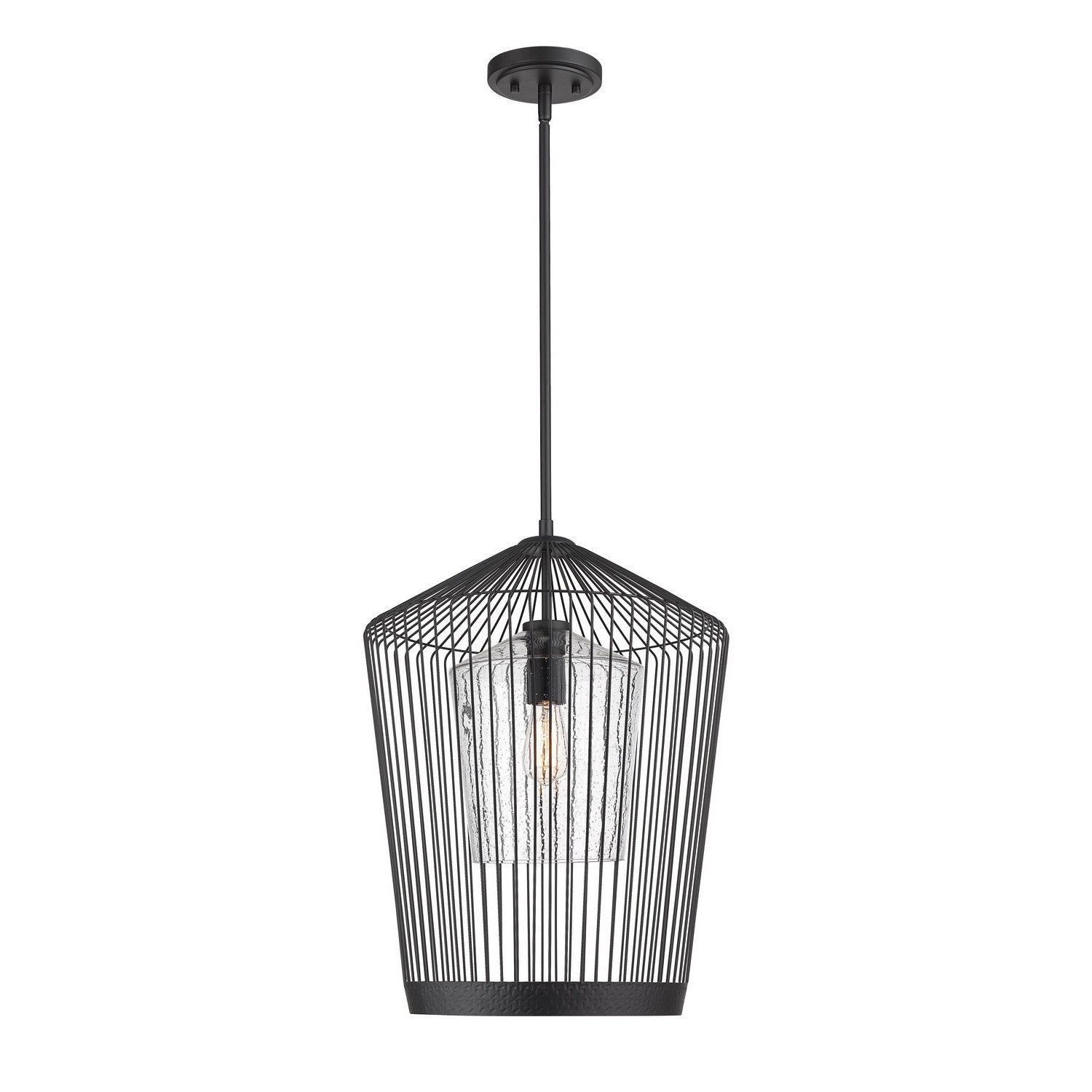 Z-Lite Lido 342P19-MB Modern Cage Pendant Light Fixture - Matte Black (OPEN BOX)