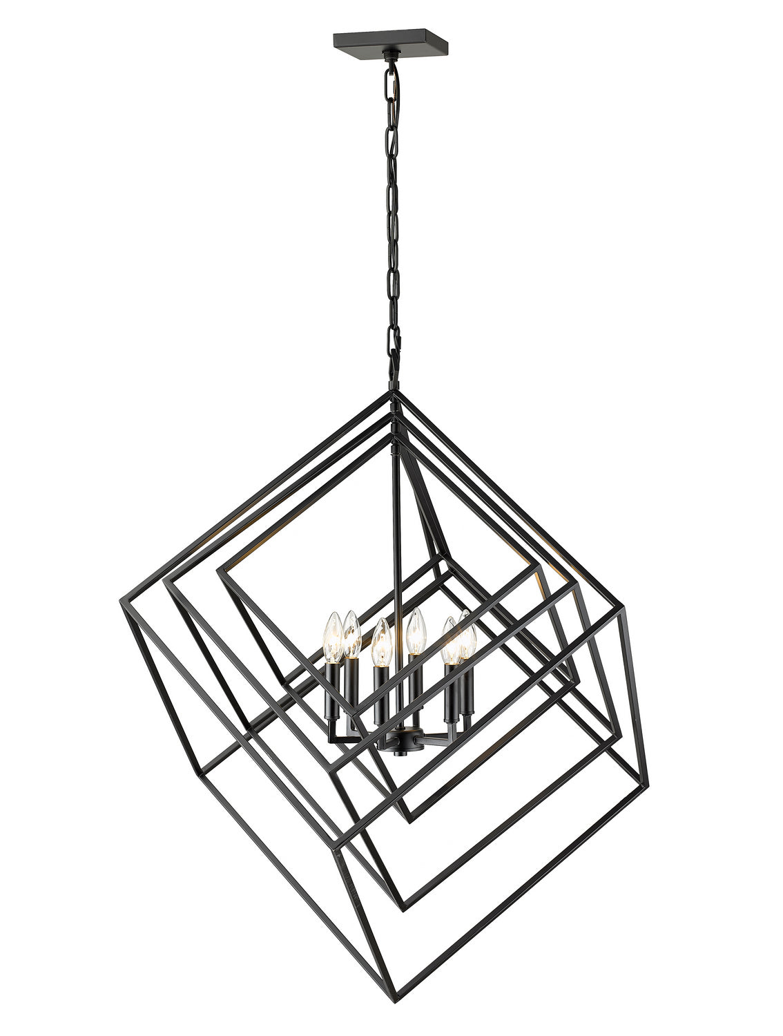 Z-Lite Euclid 457-6MB Pendant Chandelier Light Fixture - Matte Black (OPEN BOX)