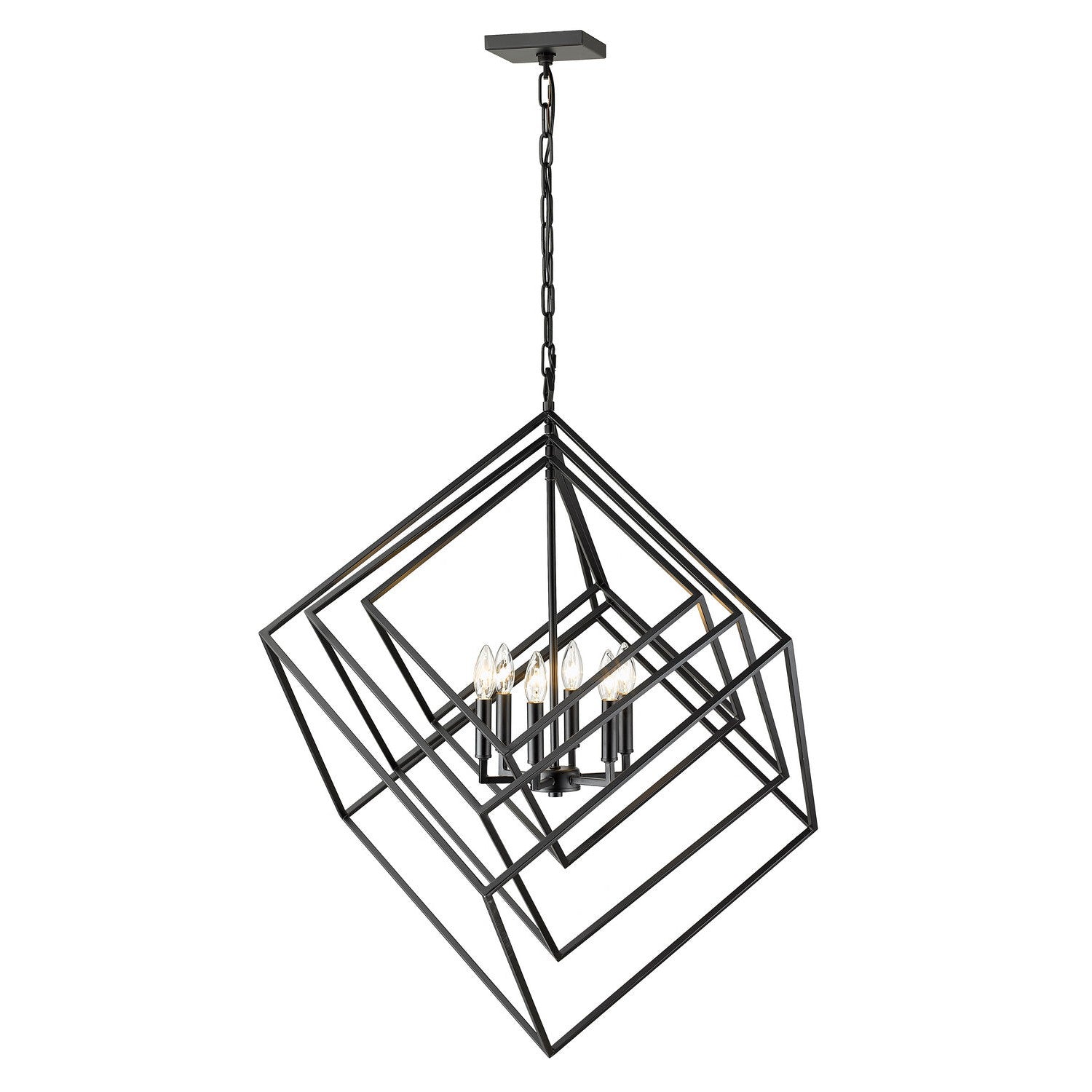 Z-Lite Euclid 457-6MB Pendant Chandelier Light Fixture - Matte Black (OPEN BOX)