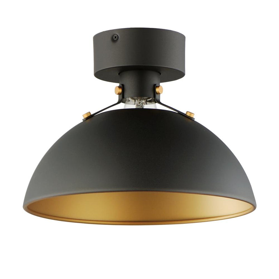 Maxim Lighting 12040ABBK Dawn 12 Inch Semi Flush Mount Light – Antique Brass / Black