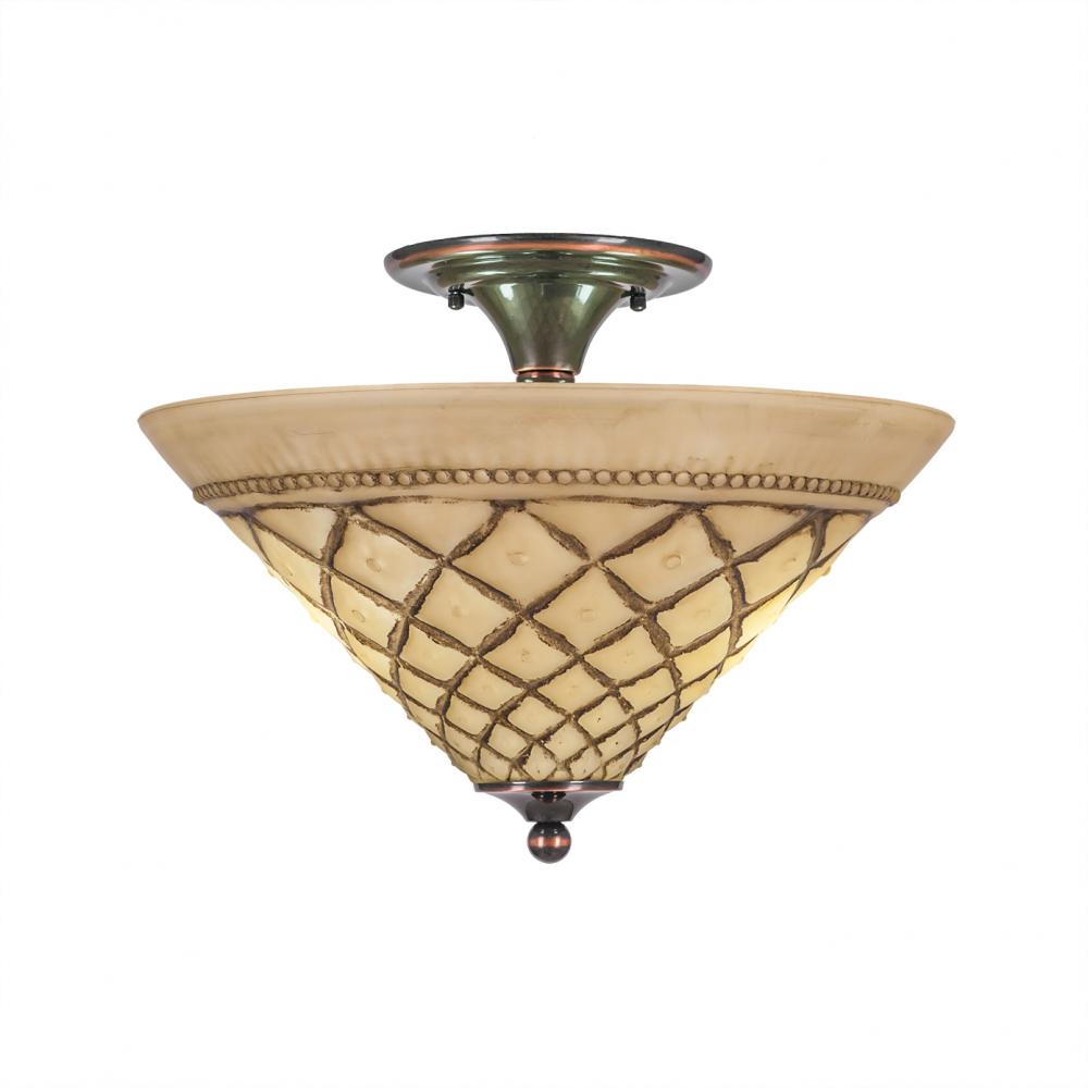 Toltec Company ANY 121-BC-718 Semi Flush Mt Tiffany - Copper