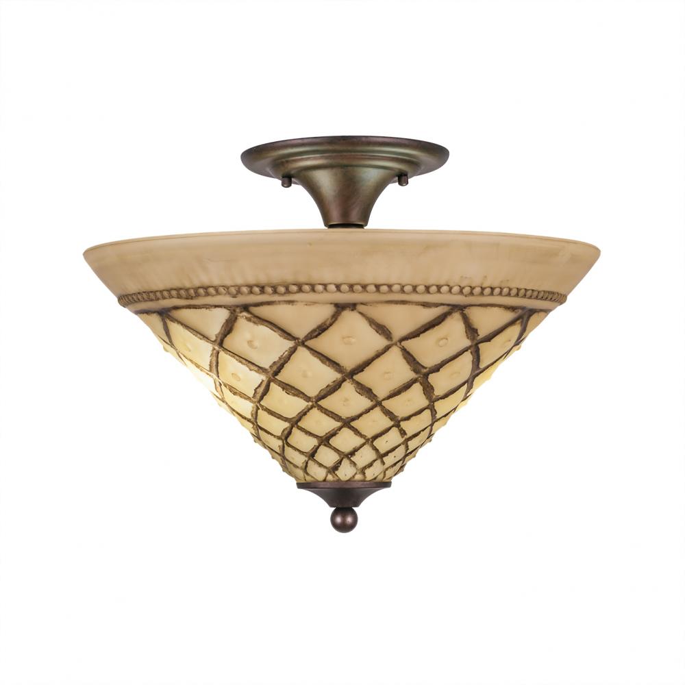 Toltec Company ANY 121-BRZ-718 Semi Flush Mt Art Glass - Bronze