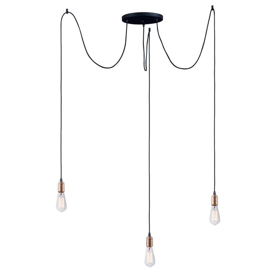 Maxim Lighting 12123BKAB Early Electric 11.75 Inch 3 Light Pendant – Black / Antique Brass