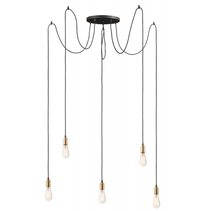 Maxim Lighting 12125BKAB Early Electric 13.75 Inch 5 Light Pendant – Black / Antique Brass