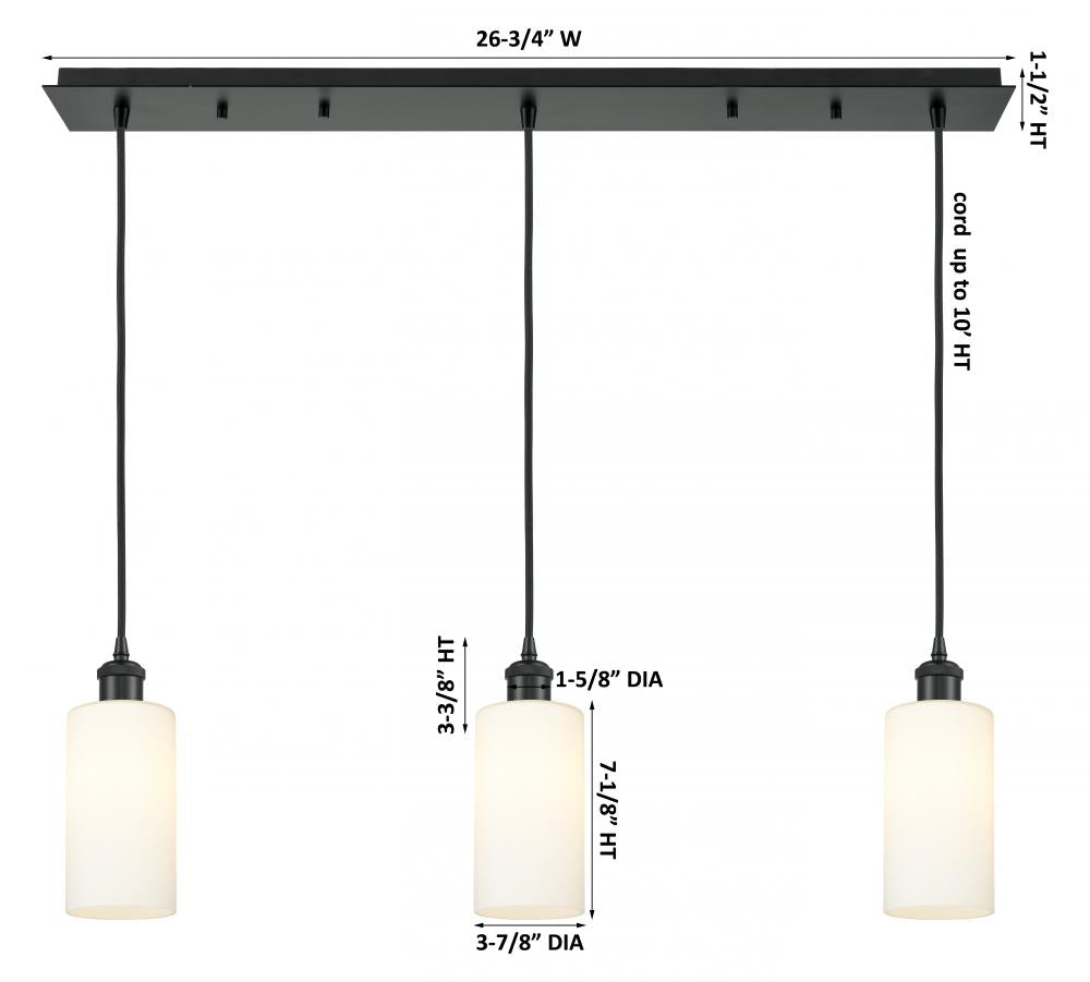 Innovations Lighting 123B-3P-BK-G434-7WH Pendant Art Deco - Damp Rated