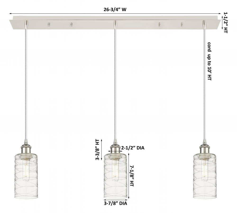 Innovations Lighting 123B-3P-PN-G434-7DE Pendant Art Deco - Damp Rated